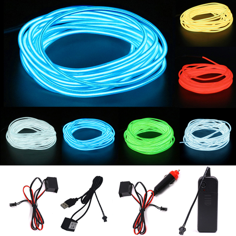 1m 3m 5m Neon Light 5V 12V Glow EL Wire Flexible LED Rope Light Strip Sewing Shoes Clothing Hat Sewn Stage Show Car Decoration ► Photo 1/6