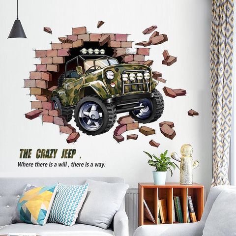 Creative 3D stereo car wall sticker bedroom stickers self-adhesive personality room decoration living room wall decor home decor ► Photo 1/6