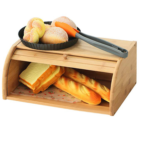 Natural Bamboo Bread Holder Food Storage Box Kitchen Roll Top Bread Storage Box Bathroom Multi-Function Container Storage Boxes ► Photo 1/1