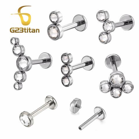 Whole G23 Titanium Labret Crystal Studs Earrings Ear Cartilage Tragus Helix Lobe Piercing Lip Piercings Tongue Rings Body Joyas ► Photo 1/6