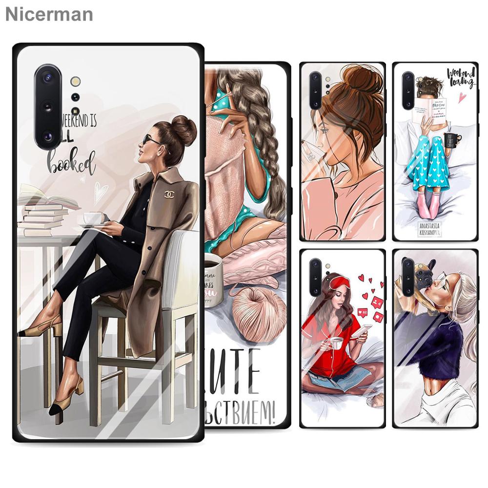 Buy Online Queen Princess Vogue Girl Tempered Glass Cases For Samsung Galaxy S10 S Ultra S8 S9 Plus S10e Note 9 10 Plus A50 A30 Cover Alitools