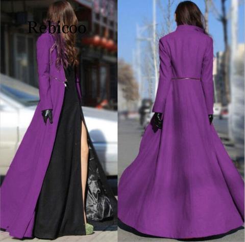 Women Wool Blends Autumn And Winter Large Size Goddess Slim Big Swing Split Ends Mopping Long Section Wool Woolen Cloth Coat ► Photo 1/6