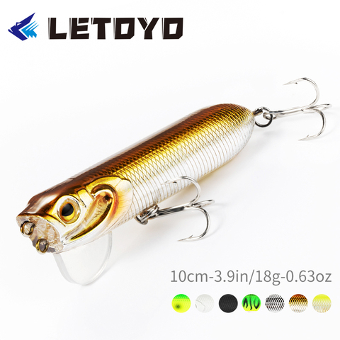 LETOYO LHB028 Laser Pencil Popper Lures 100mm 18g Minnow Hard Bait Topwater Wobblers Switchable Tongue Plate Inset Lead Tackles ► Photo 1/6