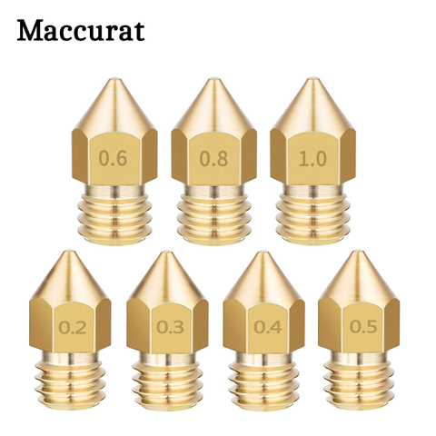 5Pcs 3D Printer Brass Copper Nozzle Mixed Sizes 0.2/0.3/0.4/0.5/0.6 Extruder Print Head For 1.75MM MK8 Makerbot  HotEnd J-Head ► Photo 1/6
