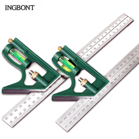 INGBONT 12''Adjustable Protractor Angle Ruler Combination Square Ruler Stainless Steel Bubble Level 300MM Carpenter Measure Tool ► Photo 1/6