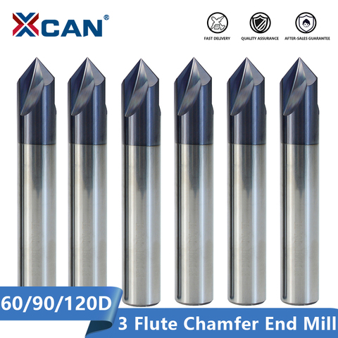 XCAN Carbide Chamfering Milling Cutter 60/90/120 Degrees 3 Flute Deburring Router Engraving Bit for Aluminum Copper CNC End Mill ► Photo 1/6