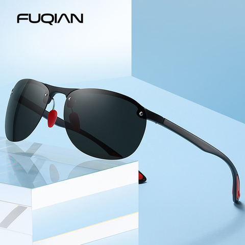 FUQIAN 2022 Rimless Polarized Sunglasses Men Fashion TR90 Male Sun Glasses Night Vision Yellow Eyeglasses Sport Shades Goggle ► Photo 1/6