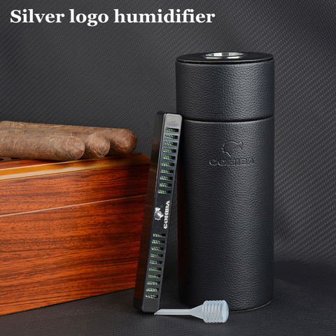 COHIBA Travel Cigar Case Leather Cedar Wood Lined Tube Mini Humidor Inside with Long Humidifier  Hygrometer ► Photo 1/4