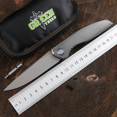 Green thorn Lee quick open folding knife Ｍ390 blade titanium alloy handle camping outdoor survival fruit knife practical knife ► Photo 1/6
