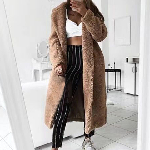 DIHOPE Autumn Winter Fur Women 2022 Casual Loose Solid Long Teddy Coat Female Vintage Thick Faux Fur Jackets Plush Overcoats ► Photo 1/6