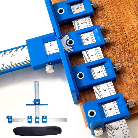 Multifunctional Furniture Carpentry Punch Locator Drill Guide Ruler Woodworking Hole Locator Adjustable Drilling Positioner Tool ► Photo 1/6