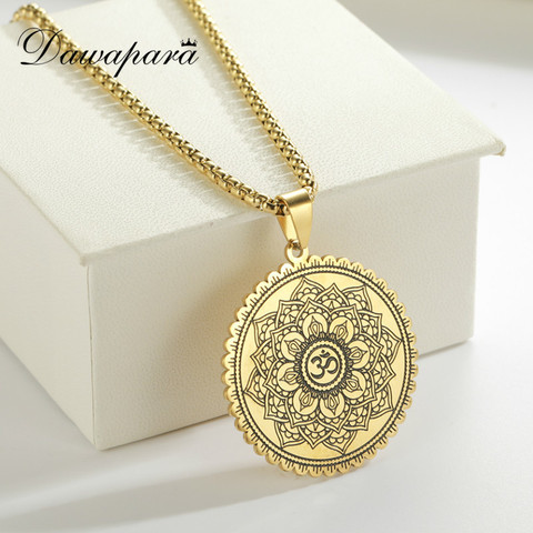 Dawapara Vintage Buddhism Mandala Yoga Pendant OM Necklace Religious Geometry Meditation Amulet Stainless Steel Jewelry ► Photo 1/6