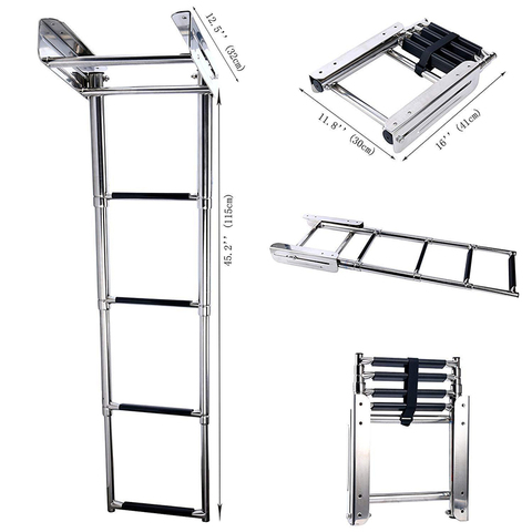 4-Step Stainless Steel Under Platform Slide Mount Boat Boarding Telescoping Ladder Boat Accessories Marine ► Photo 1/6