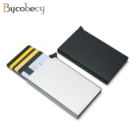 Bycobecy Men And Women High Quality Metal Aluminum Single Box Credit Card Holder 2022 New Slim RFID Protector ID Card Cases ► Photo 1/6