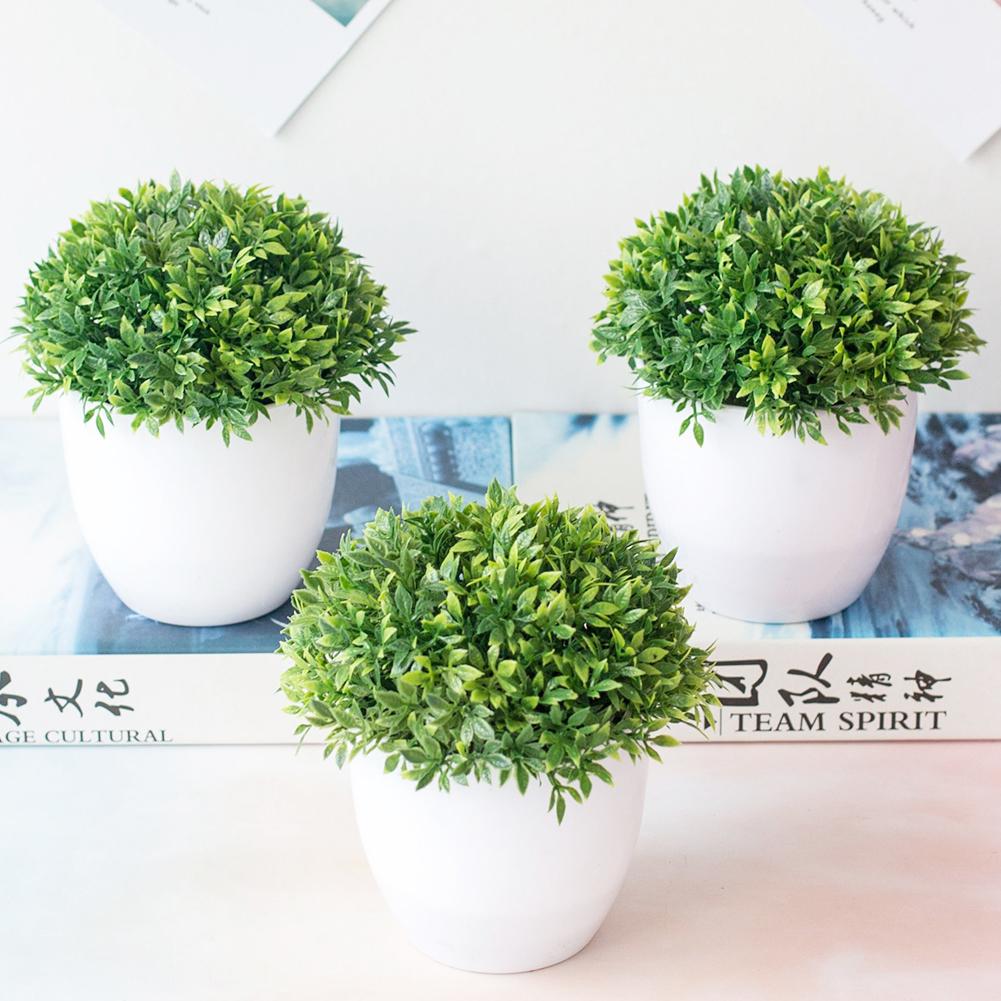 Artificial Plant Fake Potted Bonsai Desk Ornament Home Office Table Decor 1pc