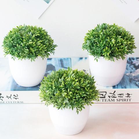 Artificial Potted Plant Bonsai Plastic Flowerpot Ornaments Simulation Flower Grass Birthday Party Decor Home Office Desk Decor ► Photo 1/5