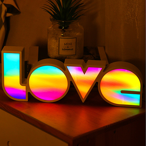 Colorful Creative Lamp Wedding Party Bedroom Decoration Night Lamp Gift Battery Operated USB Power Rainbow LOVE LED Night Light ► Photo 1/6