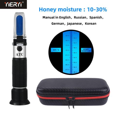 Yieryi Hand Held 10-30% Water Honey Refractometer With Calibration ATC Refractometer Honey Moisture Meter With Case ► Photo 1/6