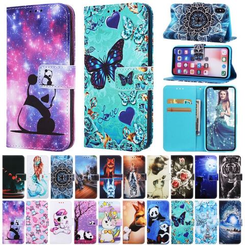 Phone Case For Fundas Huawei Nova 5 Honor 9X 5i Pro 10 Lite Play 8A Y6 2022 Mate 30 20 Lite Leather Wallet Cute Flip Cover P03D ► Photo 1/6