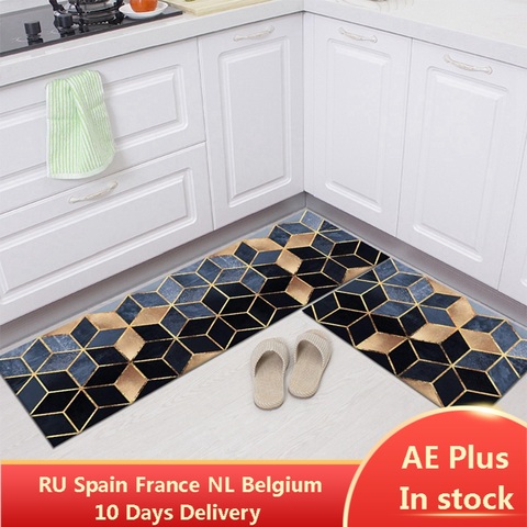 Long Kitchen Mat PU Leather Floor Mats Waterproof Oil Proof Non-slip PVC  Carpet Home Balcony Corridor Decor Entrance Doormat