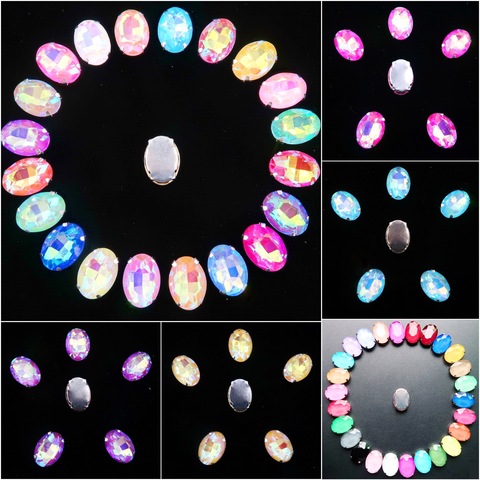 Oval shape Silver claw settings 20pcs/p 10x14mm 13*18mm jelly candy AB colors glass Crystal Sew on rhinestone applique diy trim ► Photo 1/6