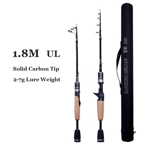 Carbon Telescopic UL Fishing Rod pole 1.8m 2g-7g Ultralight Portable Travel Spinning Casting Rods with Rod Bag for Trout Pike ► Photo 1/6