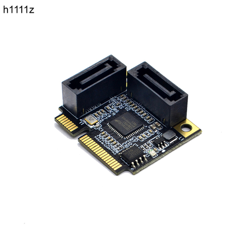 H1111Z Add On Cards Mini PCI-E PCI Express to 2 Ports SATA 3.0 Converter SSD HDD SATA3 Controller Expansion Card SATA Multiplier ► Photo 1/6