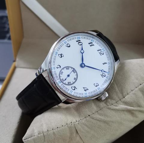 GEERVO No logo 40mm stainless steel Manual mechanical men's Watch White dial blue hand second hand is 6 o'clock ST3621 Movement ► Photo 1/6