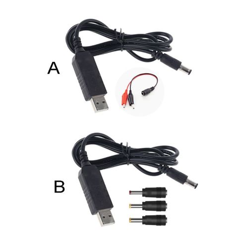 QC 3.0 USB To DC 5V-12V Adjustable Voltage Step Up 2.5/3.5/4.0/5.5mm Power Cable For WiFi Router Speaker Fan IP Camera ► Photo 1/6