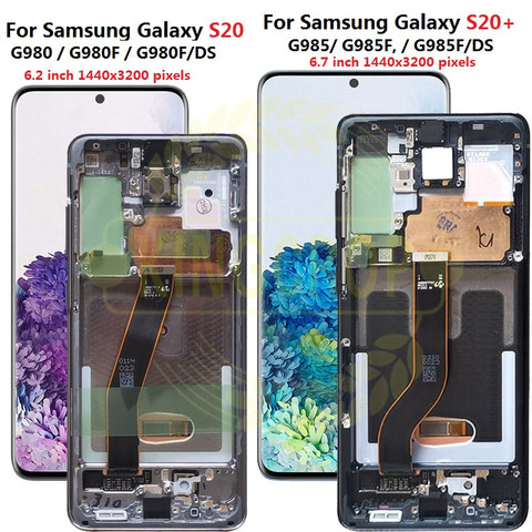 For Samsung Galaxy S20 Lcd G980,G980F,G980F/DS with Frame Display Touch Screen Digitizer For Samsung s20 plus LCD G985 G985F ► Photo 1/6