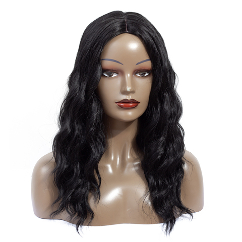 Aigemei Long Wig Water Wave  Cosplay Wig Natural Black Synthetic Wigs For Women 22 inches High Temperature Fiber Hairs ► Photo 1/6