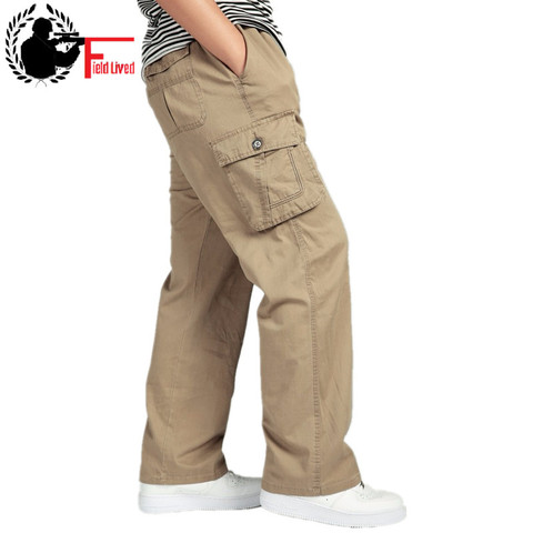 Men's Pants Large size Big 4xl 5xl 6xl Plus Summer Men Elastic Waist Multi Pocket Long Baggy Straight Cargo Jogger Trousers Male ► Photo 1/6