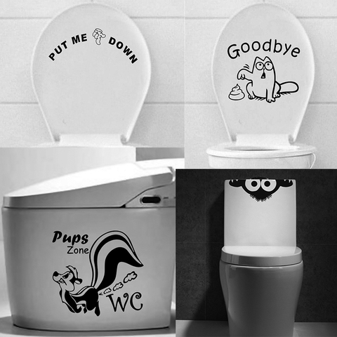 Funny Toilet Seat Wall Sticker Bathroom Room Decoration Home Decor Cartoon  Wall Decals Smile Face Cat Put Me Down Stickers - Price history & Review |  AliExpress Seller - WT Decor Factory