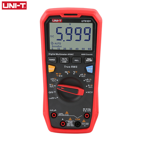 UNI-T UT61D+  Digital Multimeter Professional Tester Unit True RMS Auto Range DC AC 1000V Peak Hold Capacitance Test 60mF Meter ► Photo 1/6