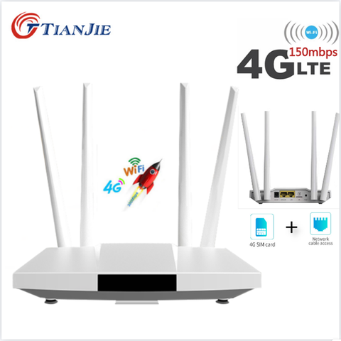 300Mbps Router US Unlocked 4G LTE Wifi 4 Antennas sim card slot RJ45 LAN Port Mobile Hotspot 32 Wifi users Wireless Modem CPE ► Photo 1/6