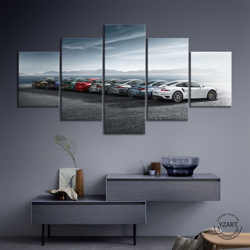 Luxury deep blue Car 5 Pcs Canvas Wall Art Print Picture Poster Home Decor 