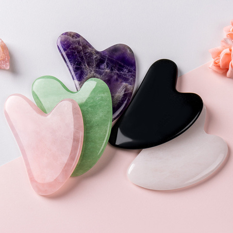 Natural Jade Gua sha Stone Board Massage Rose Quartz Guasha Plate Jade Face Massager Scrapers Tools For Face Neck Back Body ► Photo 1/1