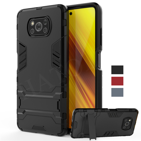 For Xiaomi Poco X3 NFC Case Robot Holder Stand Shockproof TPU Bumper Armor Back Cover Poco M2 X2 F2 Pro Phone Case Poco X3 NFC ► Photo 1/6