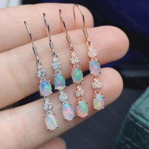 Natural Opal Earrings 925 Silver Women's Earrings Simple, Cute and Fashionable All-match ► Photo 1/1