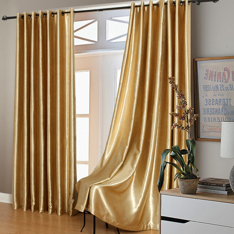 Modern Gold Curtains Solid-colored Windows High Shade Cloth Curtain  Living Room Bedroom Balcony Curtains ► Photo 1/5