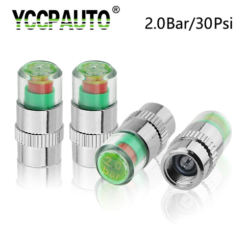 YCCPAUTO 4Pc 2.0Bar 30Psi Tyre Pressure Sensor Car Motorcycle Tire Pressure Indicator Cap Auto Monitor Diagnostic Tools ► Photo 1/6