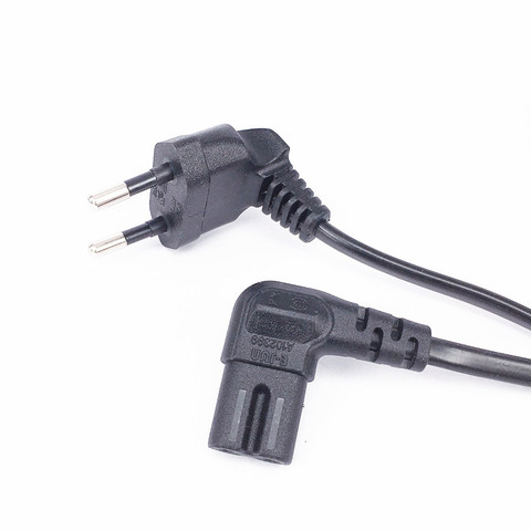 Double Elbow Angled EU 2 Pin Plug to IEC 320 C7 female Portable Conversion Power Cable 100cm/300cm ► Photo 1/6