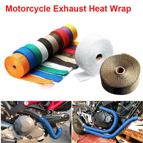 5M Roll Fiberglass Heat Shield Motorcycle Exhaust Header Pipe Heat Wrap Tape Thermal Protection Exhaust Pipe Insulate ► Photo 1/6