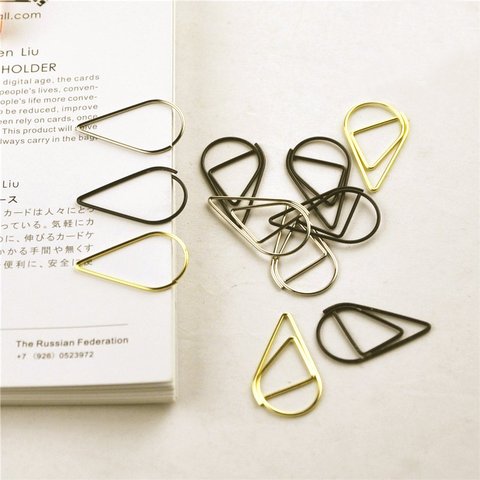 12 pcs/pack 6 Colors Brief Style Waterdrop Shaped Metal Paper Clip Bookmark Stationery School Office Supply Escolar Papelaria ► Photo 1/6