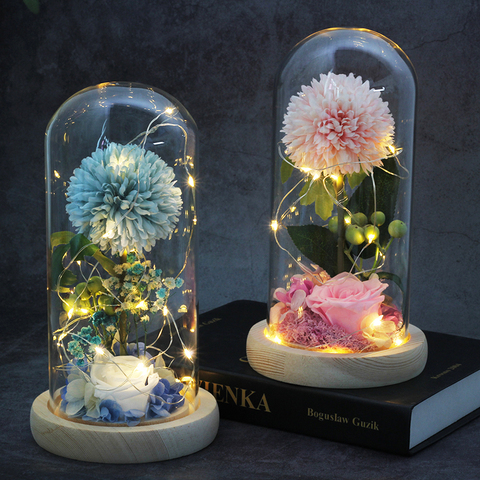 Wedding Home decor Artificial Dried Flowers Vase With light for Christmas Ornaments for Halloween Valentine's Day New Year Gift ► Photo 1/6