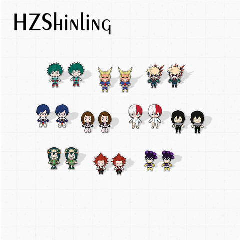 New Cartoon My Hero Academia Epoxy Shrinky Resin Earrings Fashion Handmade Earring Anime My Hero Academia Acrylic Earrings ► Photo 1/6