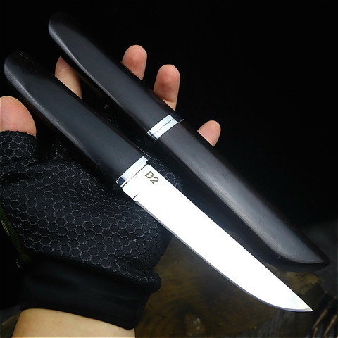 Japanese samurai D2 thickened straight Blade li Outdoor jungle Rescue straight blade Jungle Hunting knife family collection ► Photo 1/3