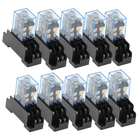 10set DC 12V 24V 36V 48V 110V 220V Coil Power Relay LY2NJ DPDT 8 Pin HH62P JQX-13F With Socket Base OK ► Photo 1/6