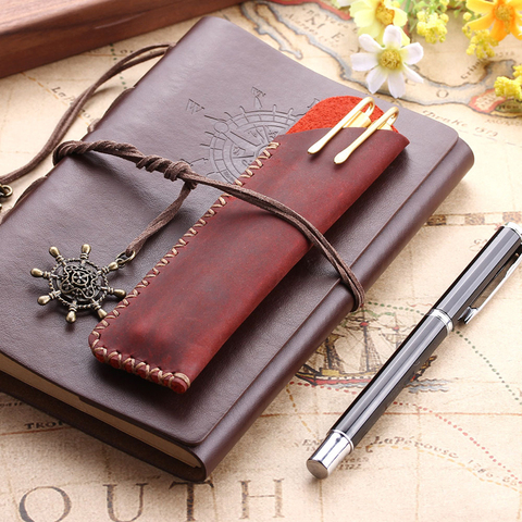 Vintage Genuine Leather Pen Pouch Holder Pencil Bag Case Cowhide Fountain Pen Case Holder Travel Journal School Office Supplies ► Photo 1/6