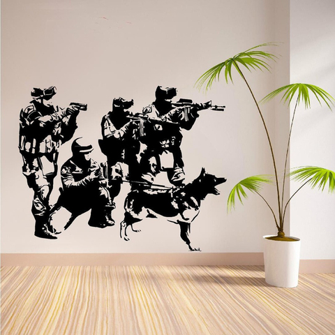 SWAT Team Military Army Soldiers Removeable Wall Room Vinyl Sticker Decal Unique Gift ► Photo 1/6